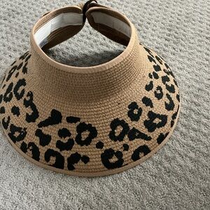 Leopard Print Straw Visor